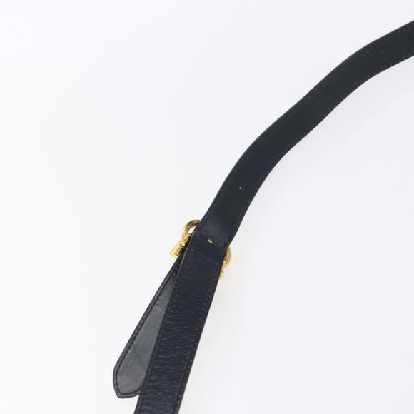 Salvatore Ferragamo Gancini Shoulder Bag Leather Navy Gold Auth 149086