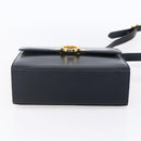 Salvatore Ferragamo Gancini Shoulder Bag Leather Navy Gold Auth 149086-5