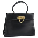 Salvatore Ferragamo Gancini Hand Bag Leather Black Gold Auth 149087-1