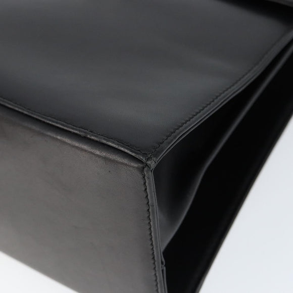 Salvatore Ferragamo Gancini Hand Bag Leather Black Gold Auth 149087