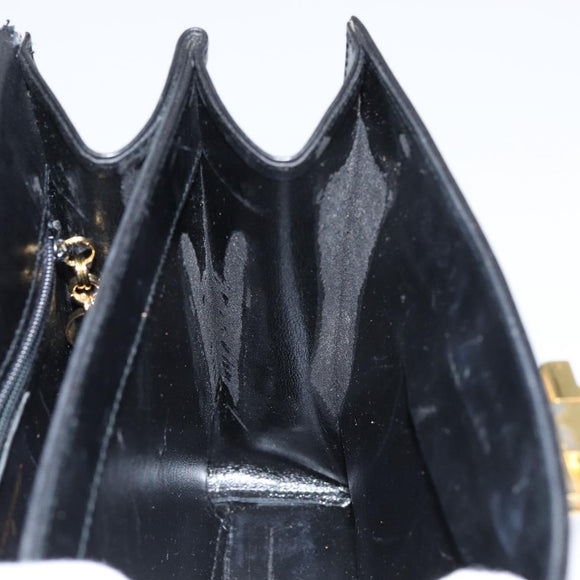 Salvatore Ferragamo Gancini Hand Bag Leather Black Gold Auth 149087