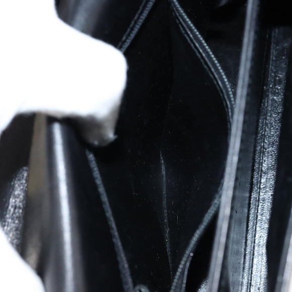 Salvatore Ferragamo Gancini Hand Bag Leather Black Gold Auth 149087