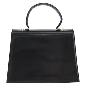 Salvatore Ferragamo Gancini Hand Bag Leather Black Gold Auth 149087 - 0