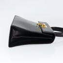 Salvatore Ferragamo Gancini Hand Bag Leather Black Gold Auth 149087-3