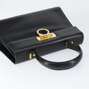Salvatore Ferragamo Gancini Hand Bag Leather Black Gold Auth 149087-6