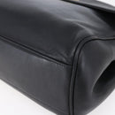 BALLY Hand Bag Leather Black Gold Auth 149088-9