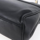 BALLY Hand Bag Leather Black Gold Auth 149088-15