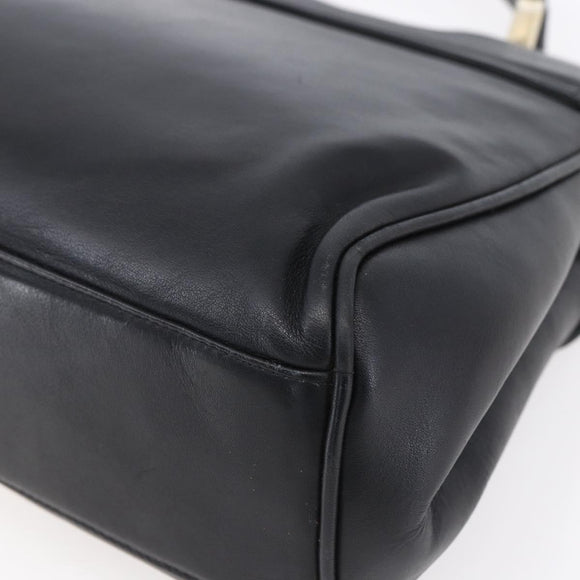 BALLY Hand Bag Leather Black Gold Auth 149088