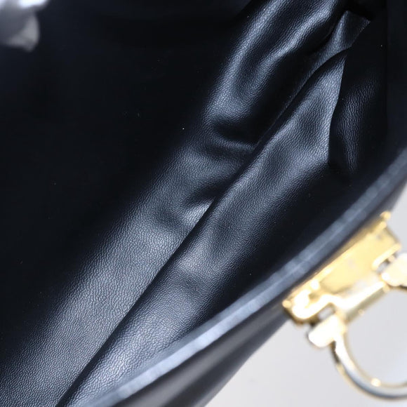 BALLY Hand Bag Leather Black Gold Auth 149088