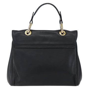 BALLY Hand Bag Leather Black Gold Auth 149088 - 0