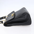 BALLY Hand Bag Leather Black Gold Auth 149088-3