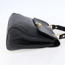 BALLY Hand Bag Leather Black Gold Auth 149088-4