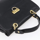 BALLY Hand Bag Leather Black Gold Auth 149088-6