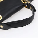 BALLY Hand Bag Leather Black Gold Auth 149088-7