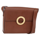CELINE Circle Shoulder Bag Leather Brown Gold Auth 149092-1