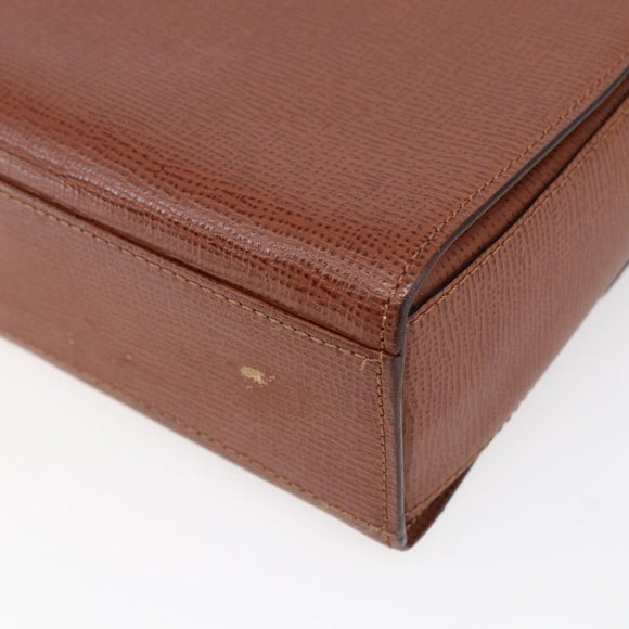 CELINE Circle Shoulder Bag Leather Brown Gold Auth 149092