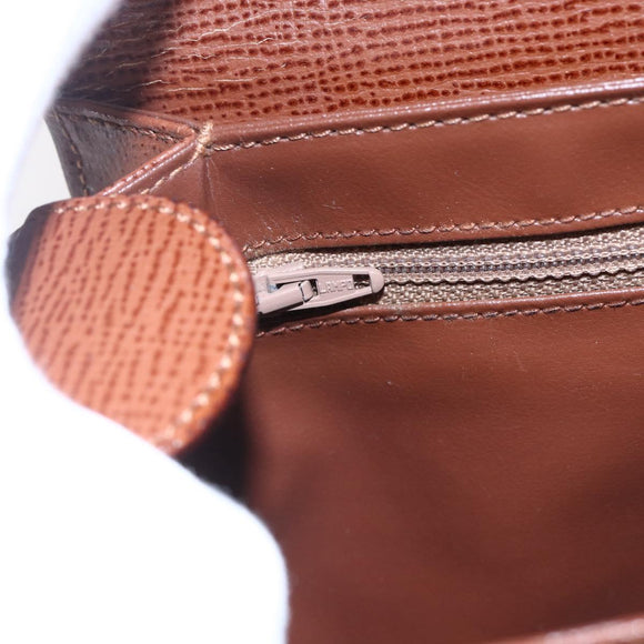 CELINE Circle Shoulder Bag Leather Brown Gold Auth 149092