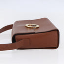 CELINE Circle Shoulder Bag Leather Brown Gold Auth 149092-3