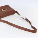 CELINE Circle Shoulder Bag Leather Brown Gold Auth 149092-7