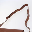 CELINE Circle Shoulder Bag Leather Brown Gold Auth 149092-8