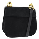 Salvatore Ferragamo Gancini Shoulder Bag Suede Black Gold Auth 149105-1