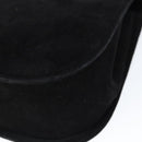 Salvatore Ferragamo Gancini Shoulder Bag Suede Black Gold Auth 149105-9