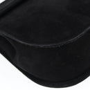 Salvatore Ferragamo Gancini Shoulder Bag Suede Black Gold Auth 149105-14