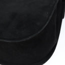 Salvatore Ferragamo Gancini Shoulder Bag Suede Black Gold Auth 149105-15