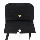 Salvatore Ferragamo Gancini Shoulder Bag Suede Black Gold Auth 149105-18