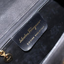 Salvatore Ferragamo Gancini Shoulder Bag Suede Black Gold Auth 149105-12