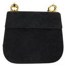 Salvatore Ferragamo Gancini Shoulder Bag Suede Black Gold Auth 149105-13