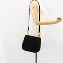 Salvatore Ferragamo Gancini Shoulder Bag Suede Black Gold Auth 149105-21