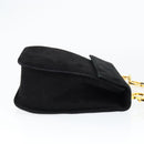 Salvatore Ferragamo Gancini Shoulder Bag Suede Black Gold Auth 149105-3