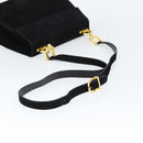 Salvatore Ferragamo Gancini Shoulder Bag Suede Black Gold Auth 149105-7