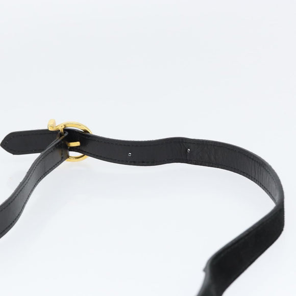 Salvatore Ferragamo Gancini Shoulder Bag Suede Black Gold Auth 149105