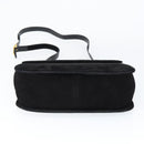 Salvatore Ferragamo Gancini Shoulder Bag Suede Black Gold Auth 149105-5