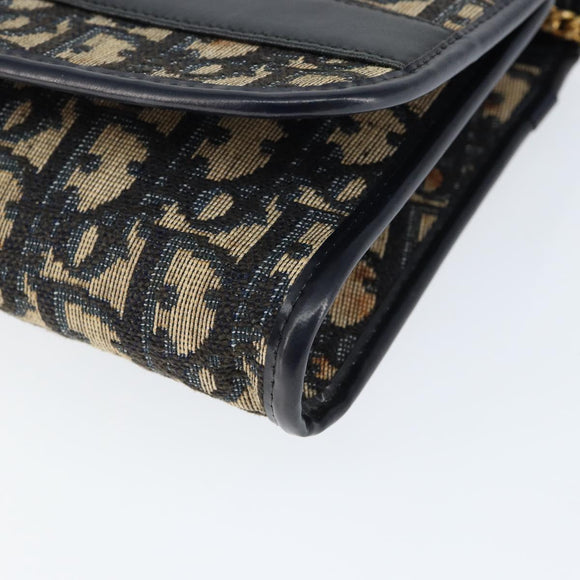 Christian Dior Trotter Canvas Chain Shoulder Bag Navy Auth 149106