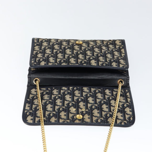 Christian Dior Trotter Canvas Chain Shoulder Bag Navy Auth 149106