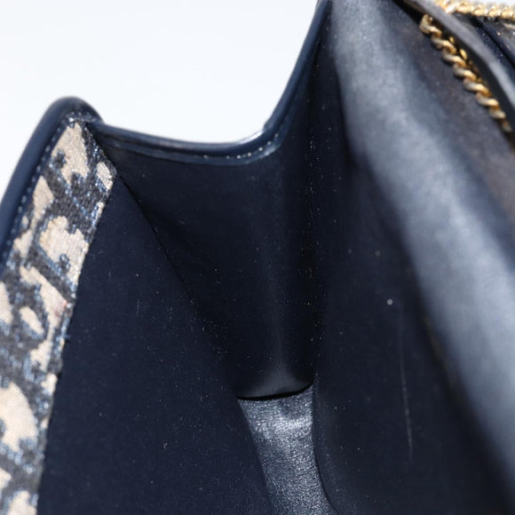 Christian Dior Trotter Canvas Chain Shoulder Bag Navy Auth 149106