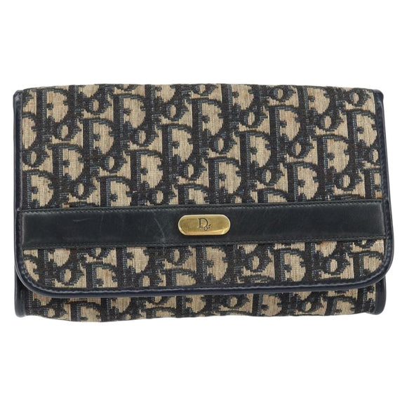 Christian Dior Trotter Canvas Chain Shoulder Bag Navy Auth 149106