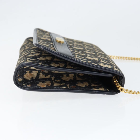 Christian Dior Trotter Canvas Chain Shoulder Bag Navy Auth 149106