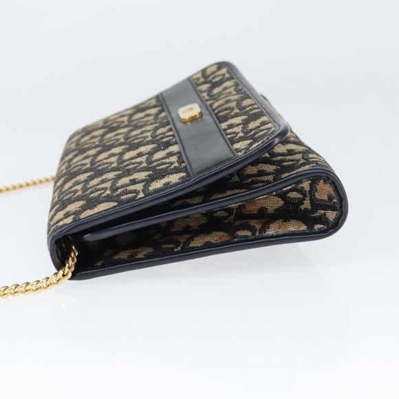 Christian Dior Trotter Canvas Chain Shoulder Bag Navy Auth 149106