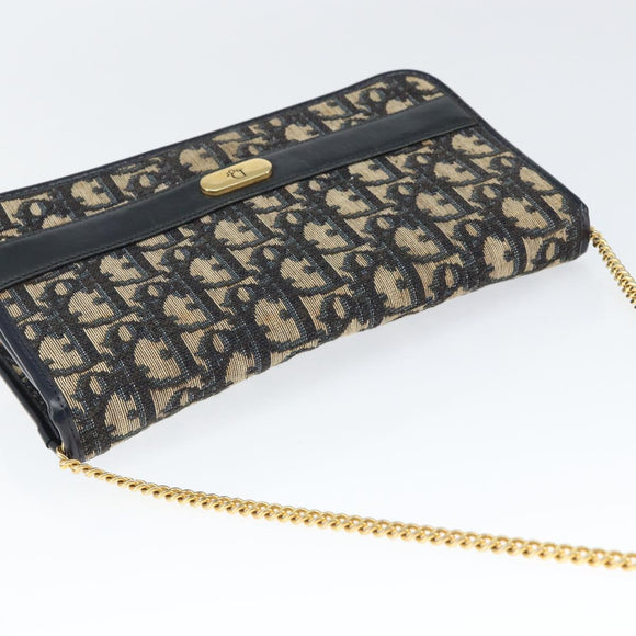 Christian Dior Trotter Canvas Chain Shoulder Bag Navy Auth 149106