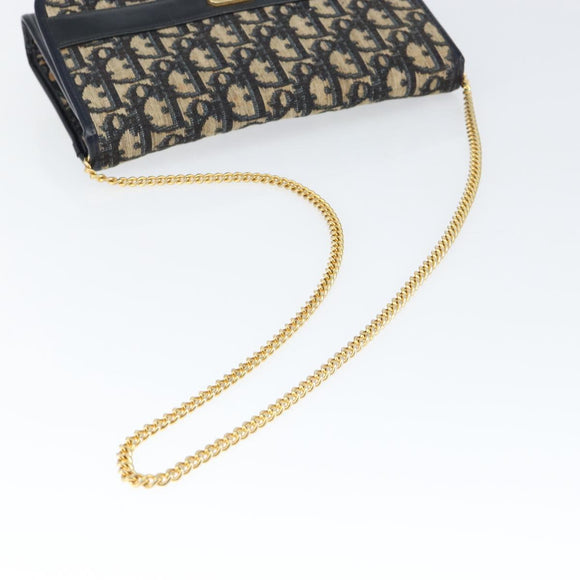 Christian Dior Trotter Canvas Chain Shoulder Bag Navy Auth 149106