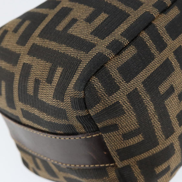 FENDI Zucca Canvas Vanity Hand Bag Black Brown Auth 149108