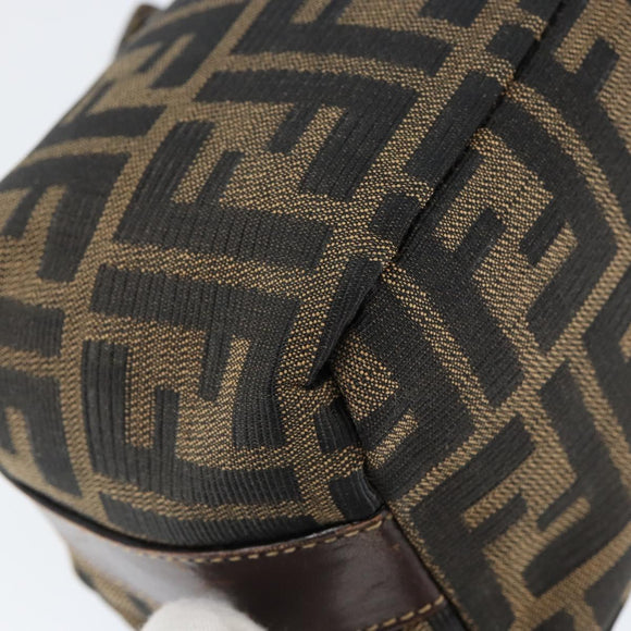 FENDI Zucca Canvas Vanity Hand Bag Black Brown Auth 149108