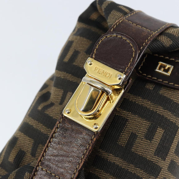 FENDI Zucca Canvas Vanity Hand Bag Black Brown Auth 149108