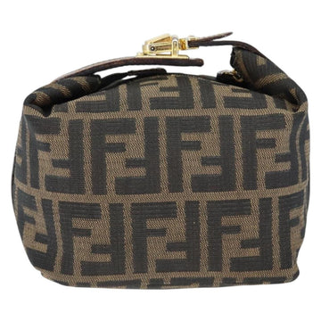 FENDI Zucca Canvas Vanity Hand Bag Black Brown Auth 149108 - 0