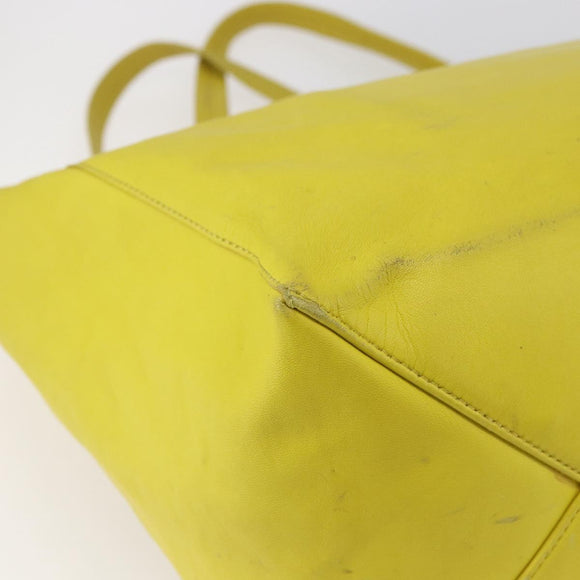 CELINE Horizontalkava Tote Bag Leather Yellow Gold Auth 149110