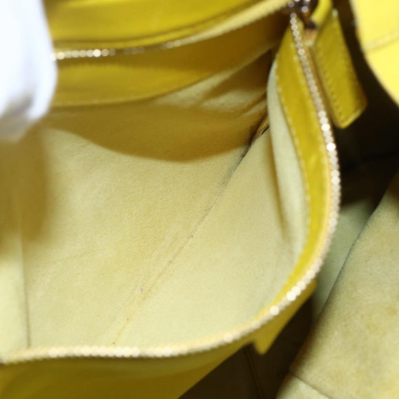 CELINE Horizontalkava Tote Bag Leather Yellow Gold Auth 149110